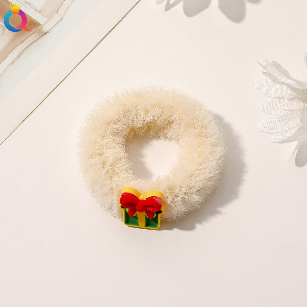Cute Rabbit Furry Hair Ring Festive Atmosphere