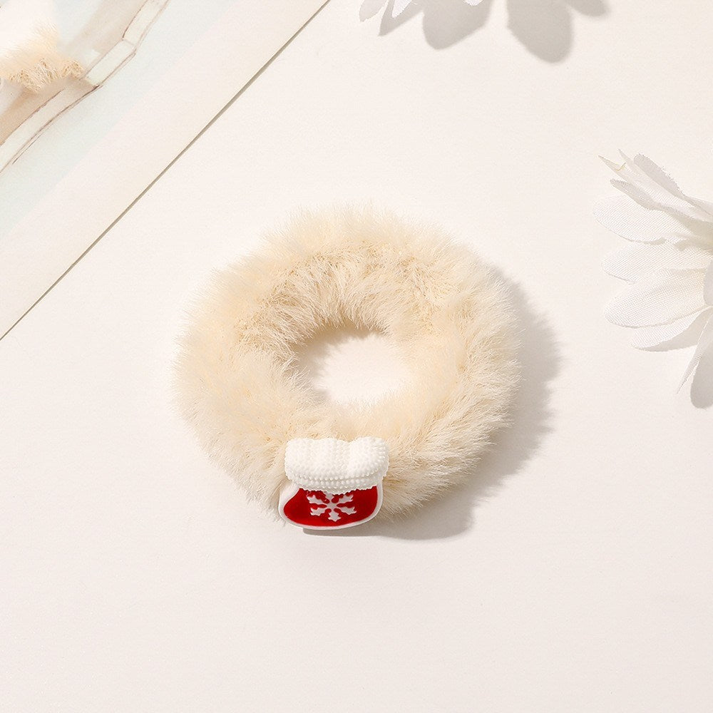 Cute Rabbit Furry Hair Ring Festive Atmosphere