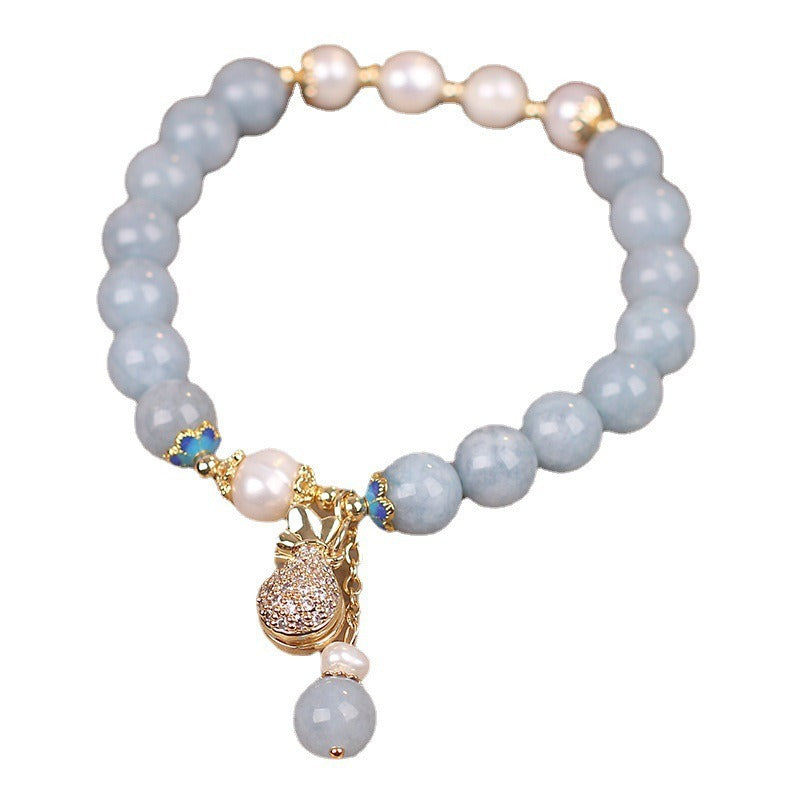 Women's Fashion Aquamarine Money Pouch Charm Bracelet