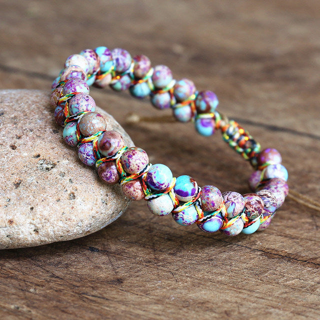 Colorful Tiger's Eye Bead Bracelet Is Hand-woven And Adjustable