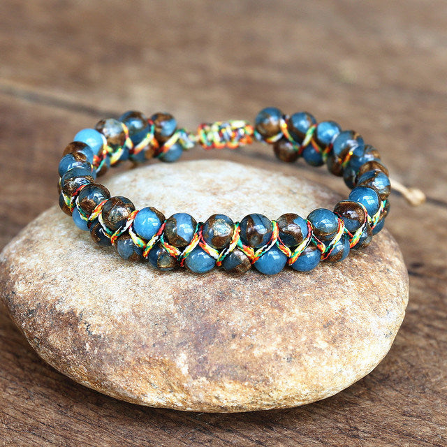 Colorful Tiger's Eye Bead Bracelet Is Hand-woven And Adjustable