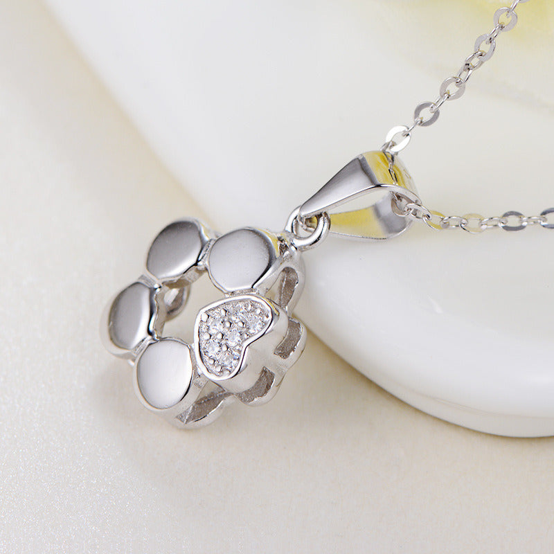 925 Silver Heart Flower Jingya Silver Necklace