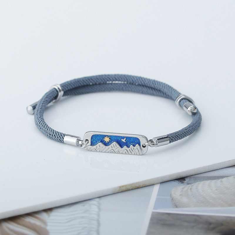 New Couple Bracelet Blue Glue Drop Telescopic Push Pull