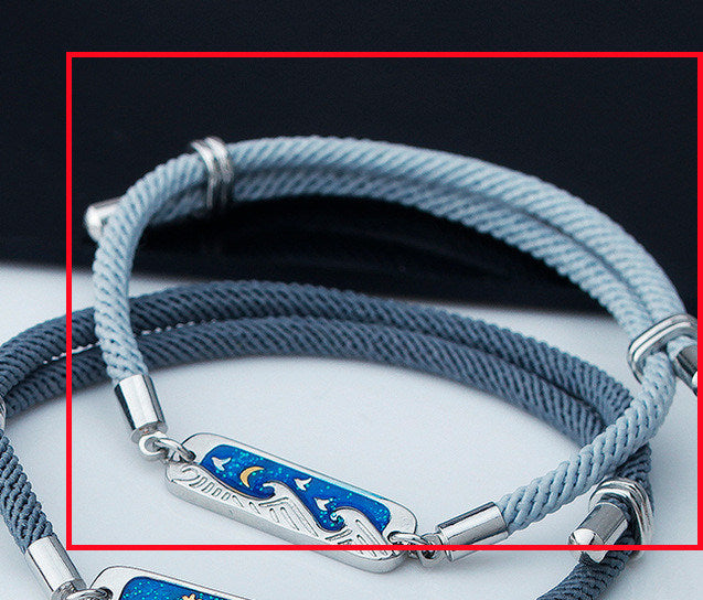 New Couple Bracelet Blue Glue Drop Telescopic Push Pull