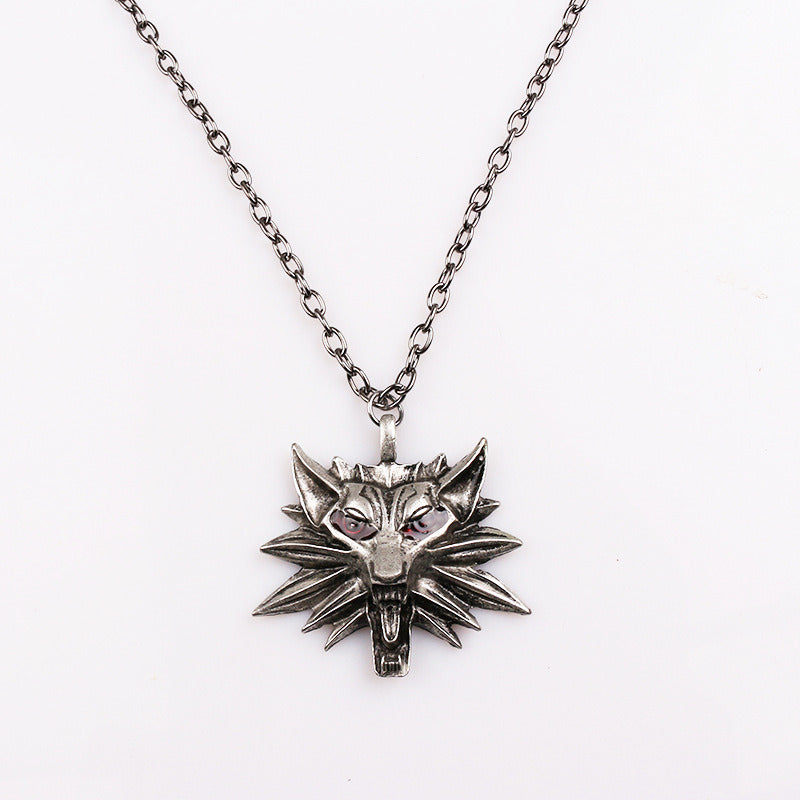 Trendy Zinc Alloy Wizard Wolf Head Wild Men's Pendant Necklace