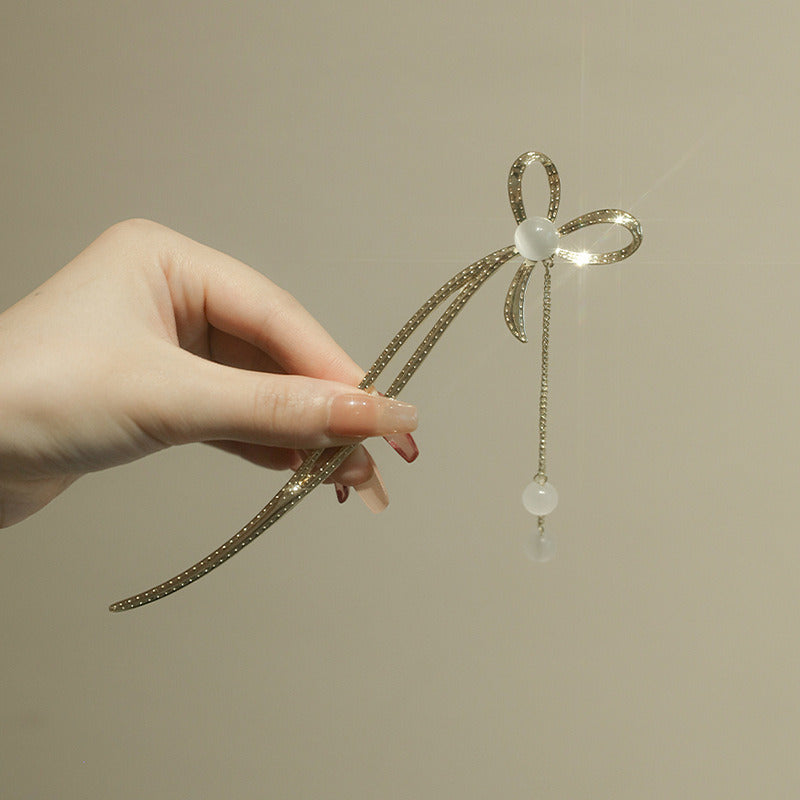Bow Hairpin Simple Modern Crystal