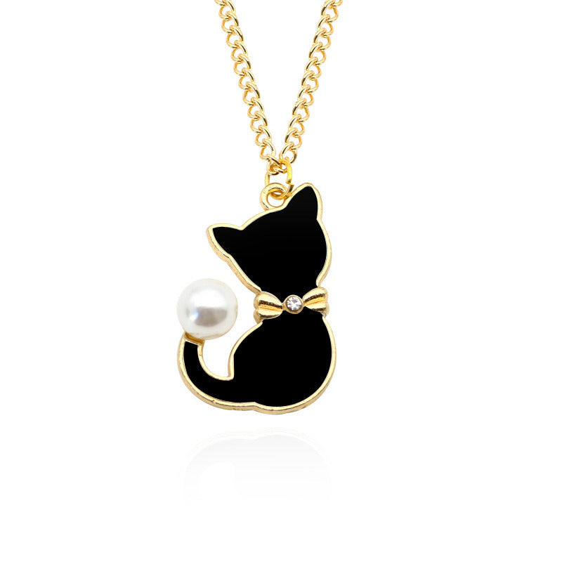 European And American Colored Alloy Dripping Cat Necklace