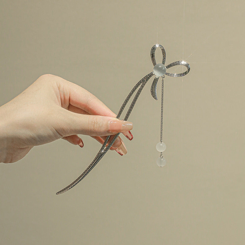 Bow Hairpin Simple Modern Crystal