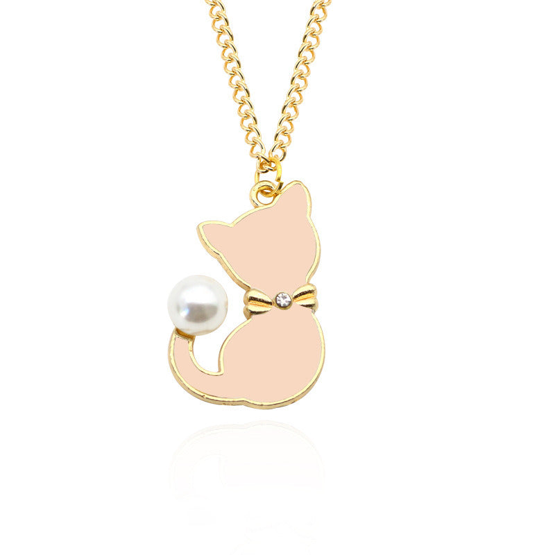 European And American Colored Alloy Dripping Cat Necklace