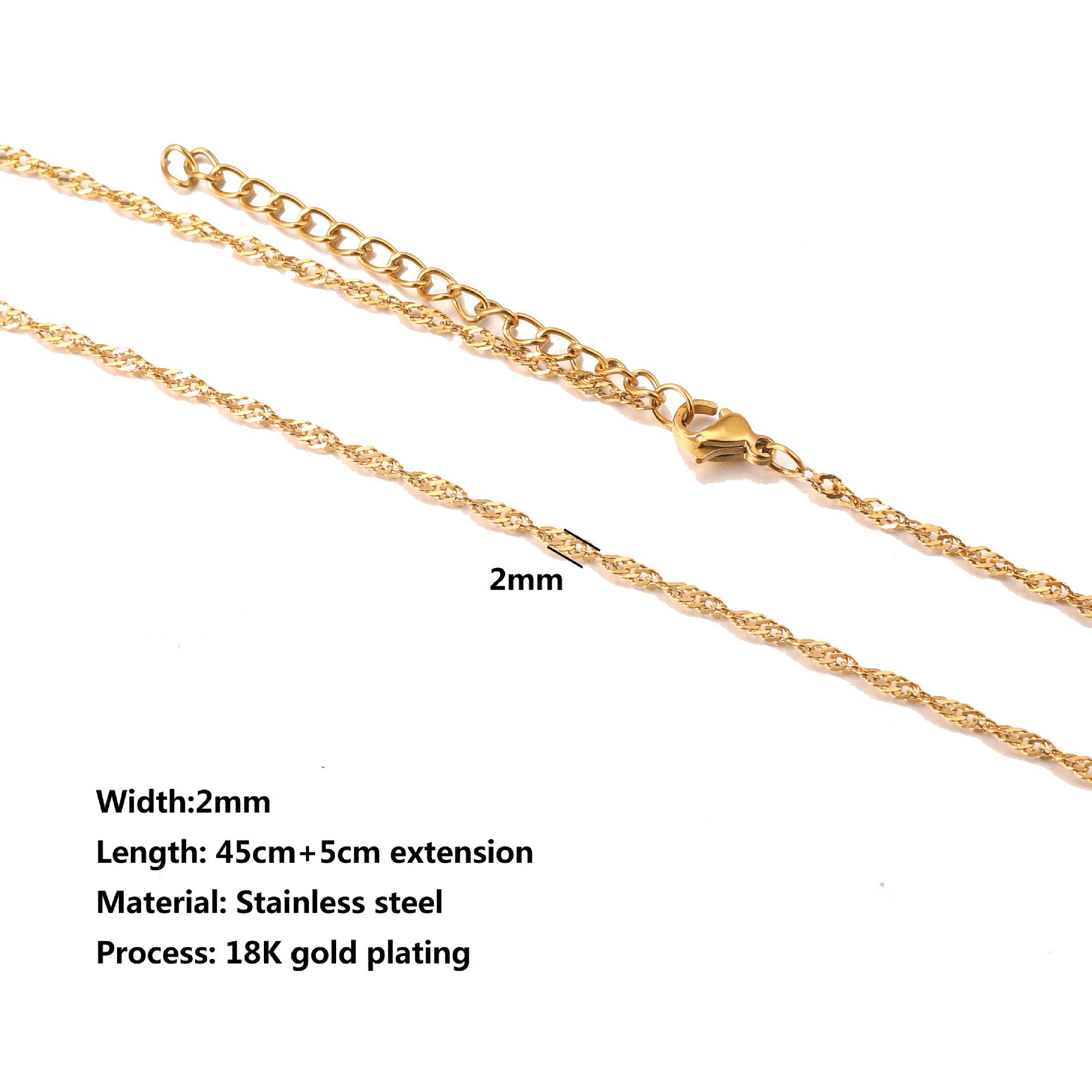 Stainless Steel Water Ripple Chain With Chain Collarbone Chain