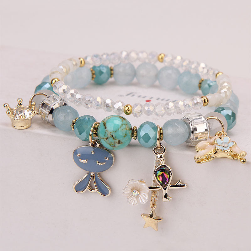 Fashion Crystal Bracelet Cartoon Rabbit Pendant