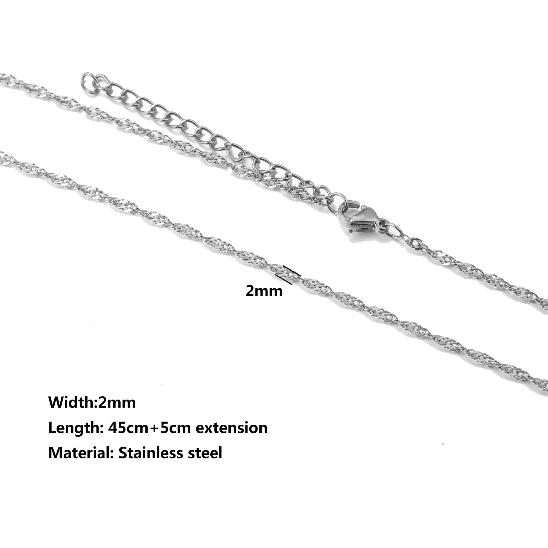 Stainless Steel Water Ripple Chain With Chain Collarbone Chain