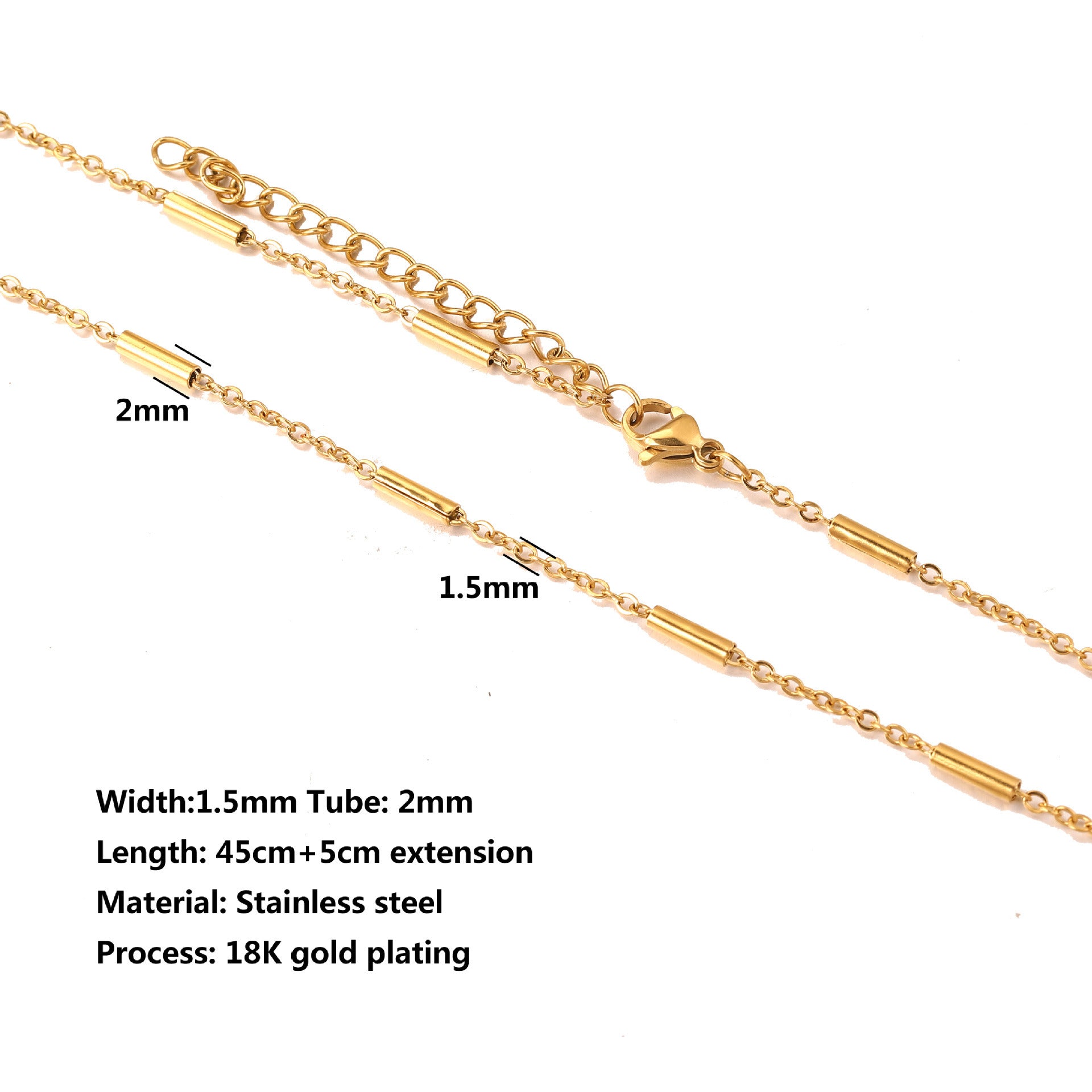 Stainless Steel Water Ripple Chain With Chain Collarbone Chain