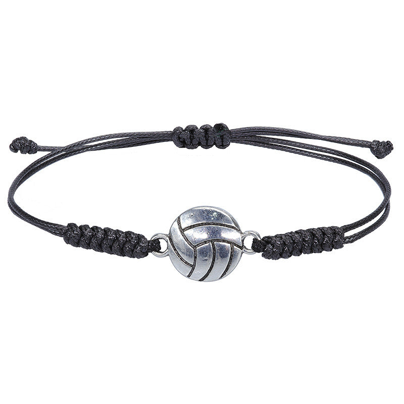 Hand Made Wax Thread Braided Hand Rope Alloy Bracelet