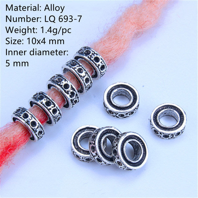 5 Pieces Of Metal Hair Ring Bead Sleeve Pipe Amulet