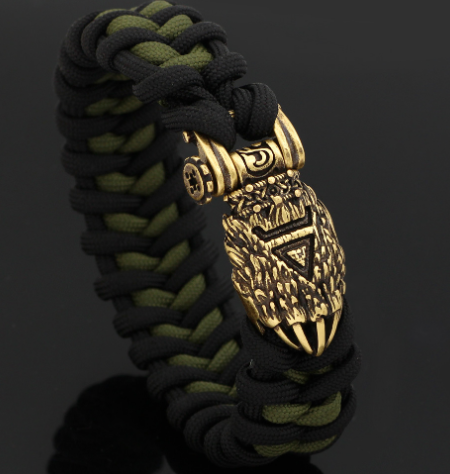 Nordic New Hand Woven Bracelet Brown Thread Viking Bear Claw