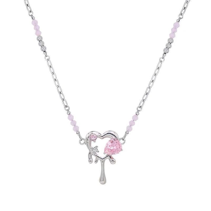 Water Drop Liquefied Metal Love Necklace Female