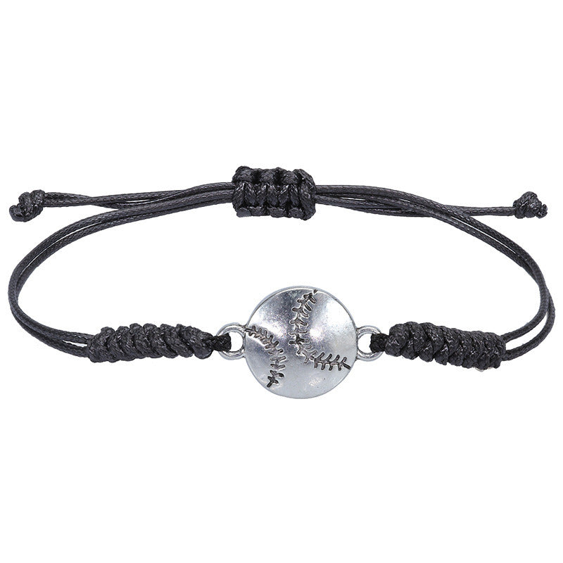 Hand Made Wax Thread Braided Hand Rope Alloy Bracelet