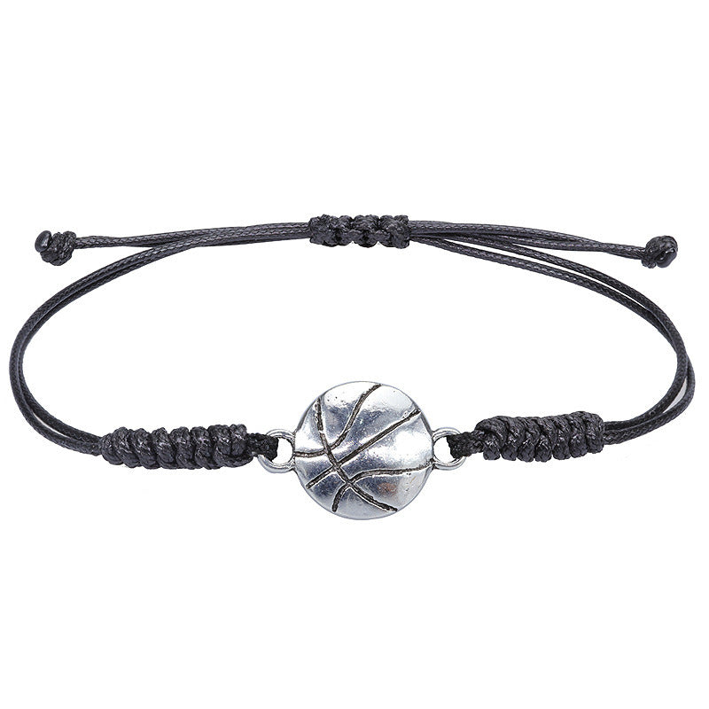 Hand Made Wax Thread Braided Hand Rope Alloy Bracelet