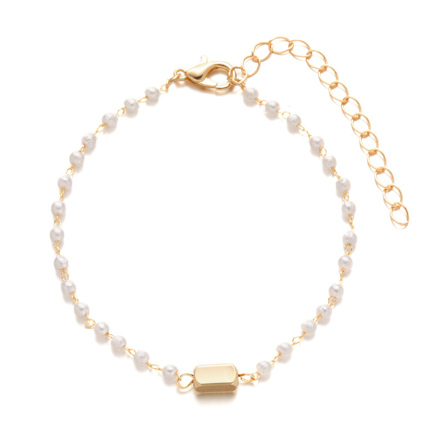 Women's Pearl Bead Crystal Chain Bracelet