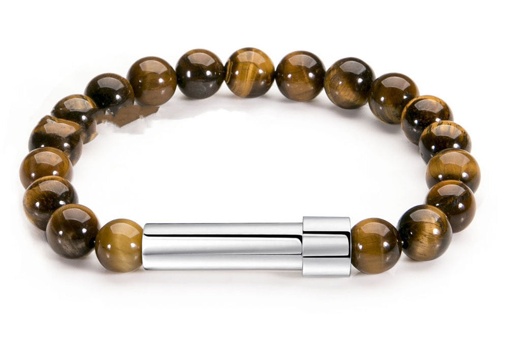 Natural Agate Tiger Eye Crystal Beads Beaded Bracelet