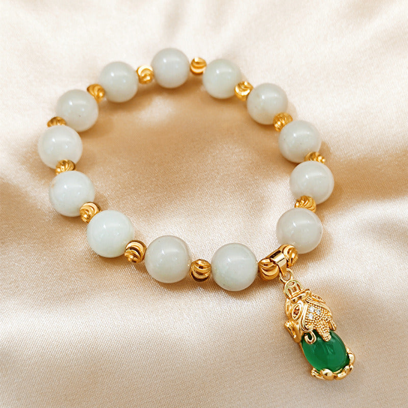 18K Copper Gold-plated Bead Chalcedony Bracelet