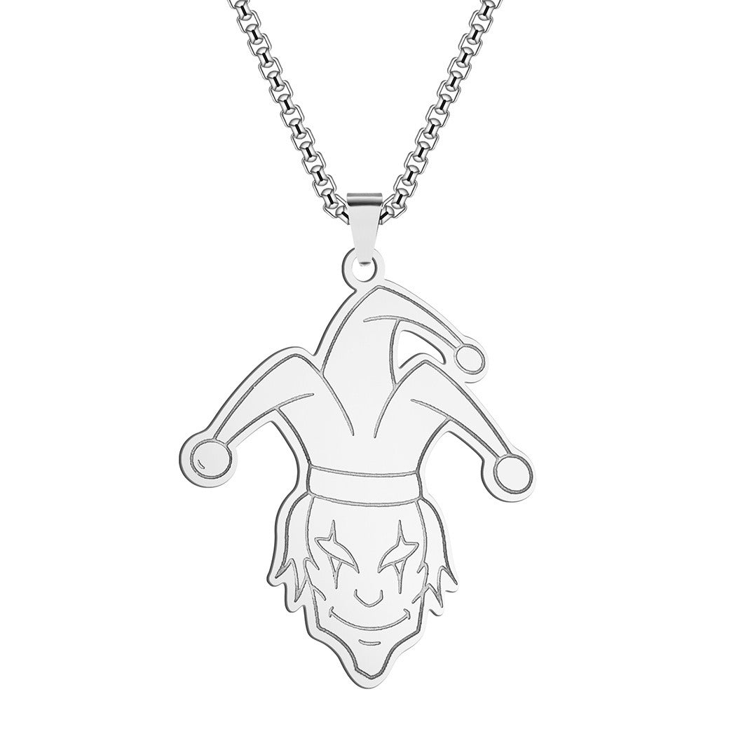 Stainless Steel Goth Clown Necklace Pendant