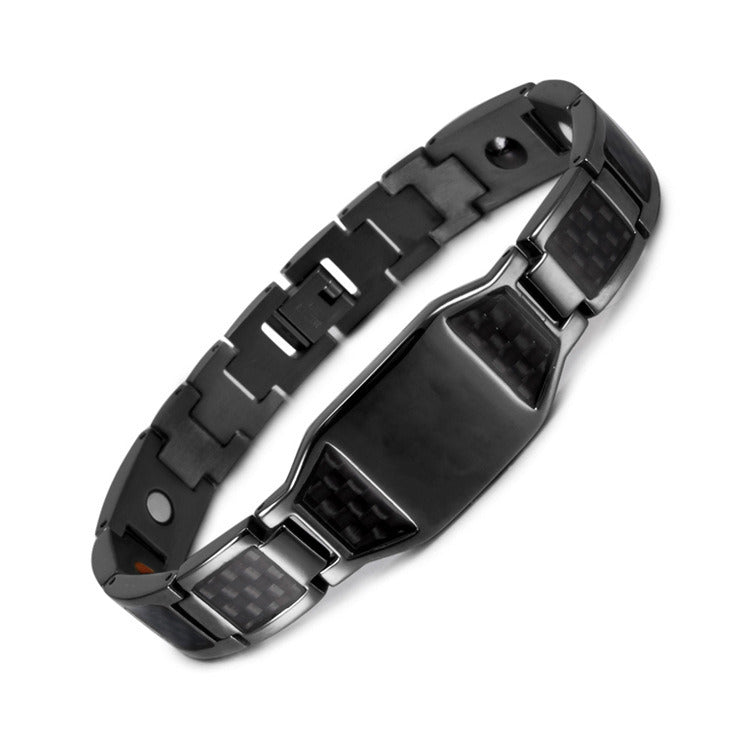 High-end Fashion Carbon Fiber Titanium Steel Magnetic Stone Negative Ion Energy Bracelet For Men