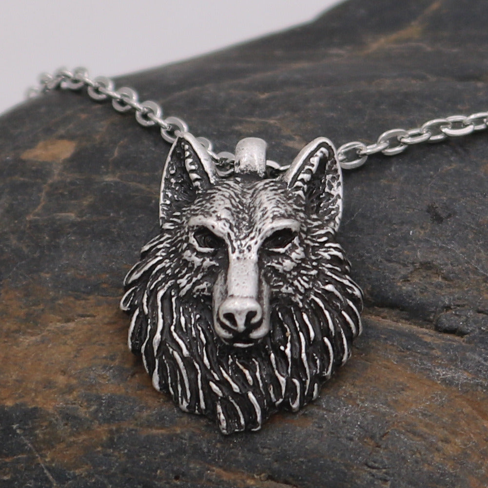 Viking Wolf Head Necklace Popular Men In Europe And America