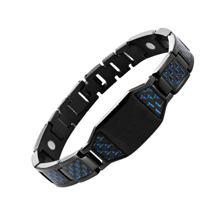 High-end Fashion Carbon Fiber Titanium Steel Magnetic Stone Negative Ion Energy Bracelet For Men