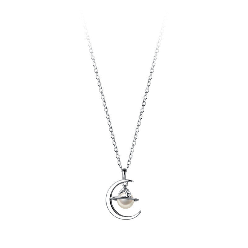 Women's Synthetic Pearl Necklace With Diamond Collarbone Chain