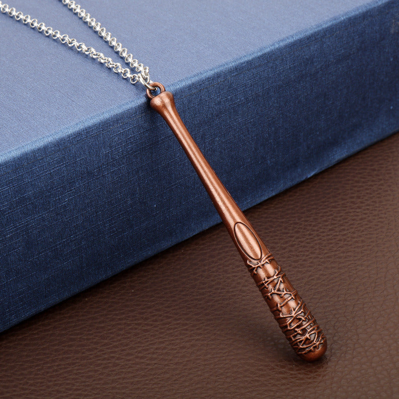 Three-color Baseball Bat Pendant Necklace