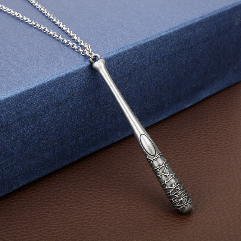 Three-color Baseball Bat Pendant Necklace