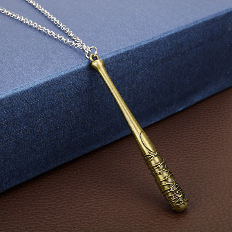 Three-color Baseball Bat Pendant Necklace