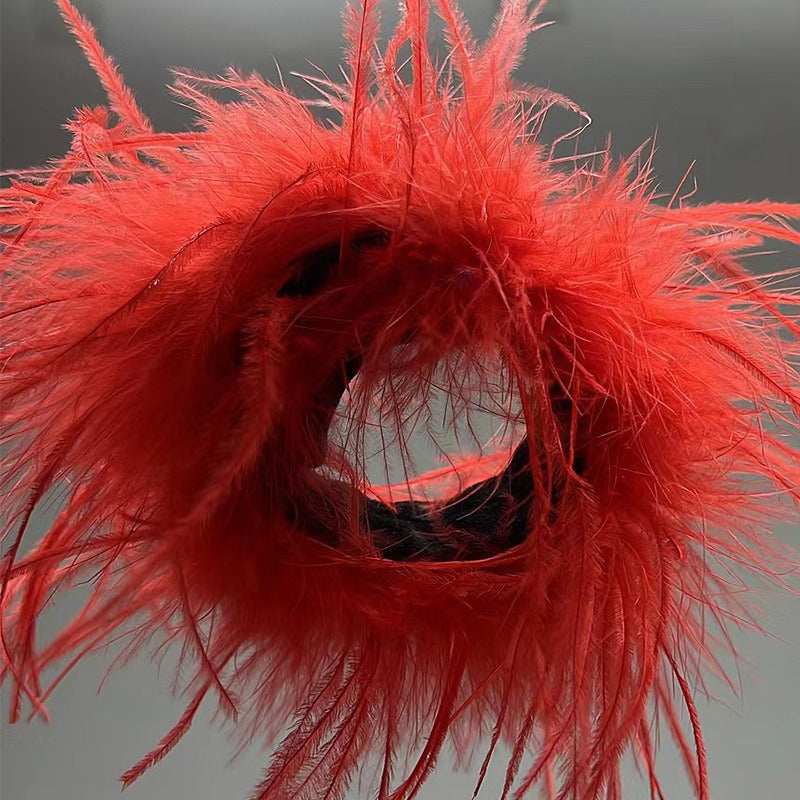 New Antique Snap Ring Bracelet Feather Wrist Band Jewelry Toy Headdress