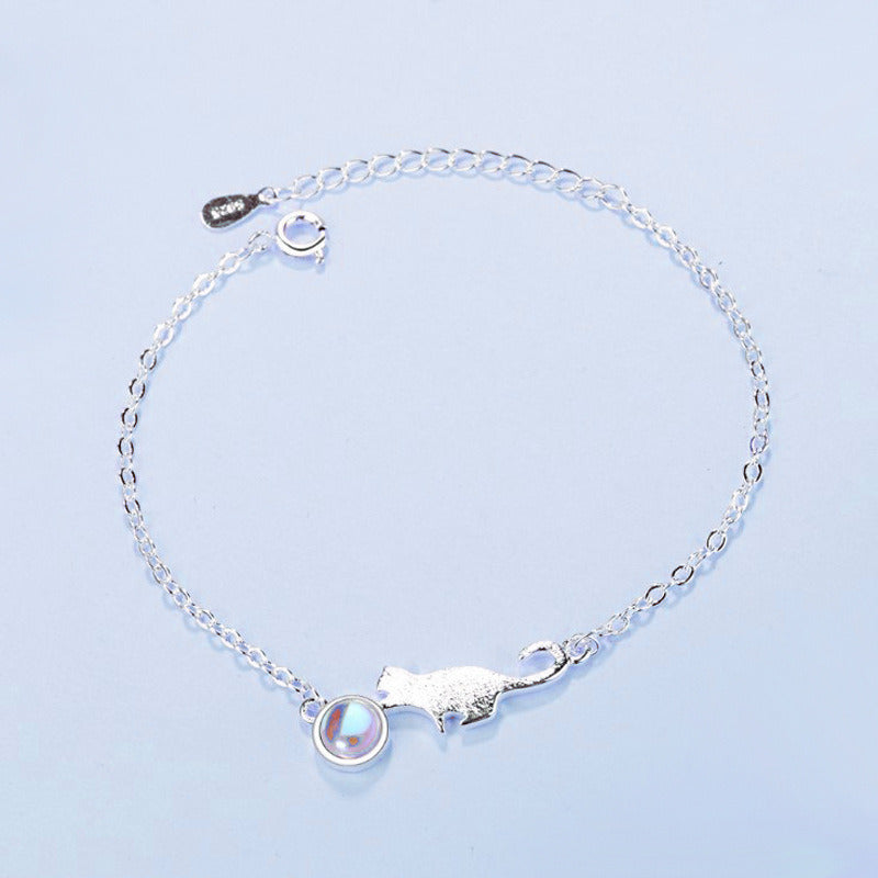 Women's Cute Personality Moonstone Kitten Bracelet