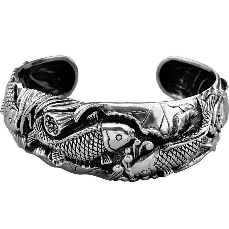 Women's Fashion High-end Double Fish Bracelet Silver