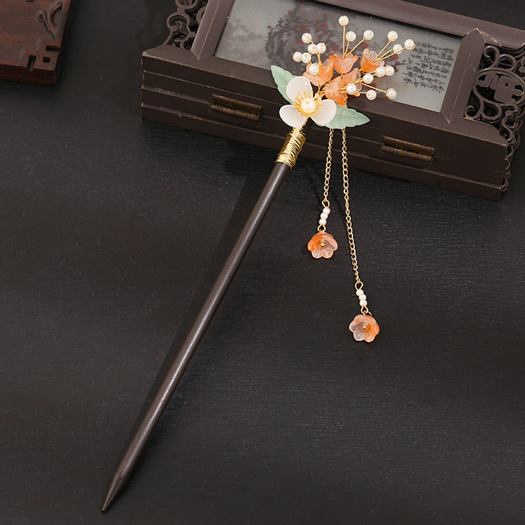 Ancient Wind Bell Orchid Wood Hairpin Tassel Walking Accessories