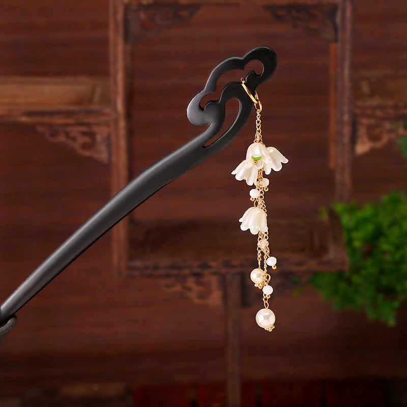 Ancient Wind Bell Orchid Wood Hairpin Tassel Walking Accessories