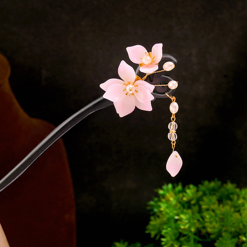 Ancient Wind Bell Orchid Wood Hairpin Tassel Walking Accessories