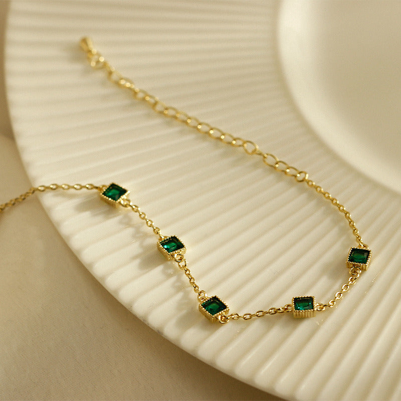 Fashionable All-match Elegant New Exquisite Emerald Zircon Bracelet