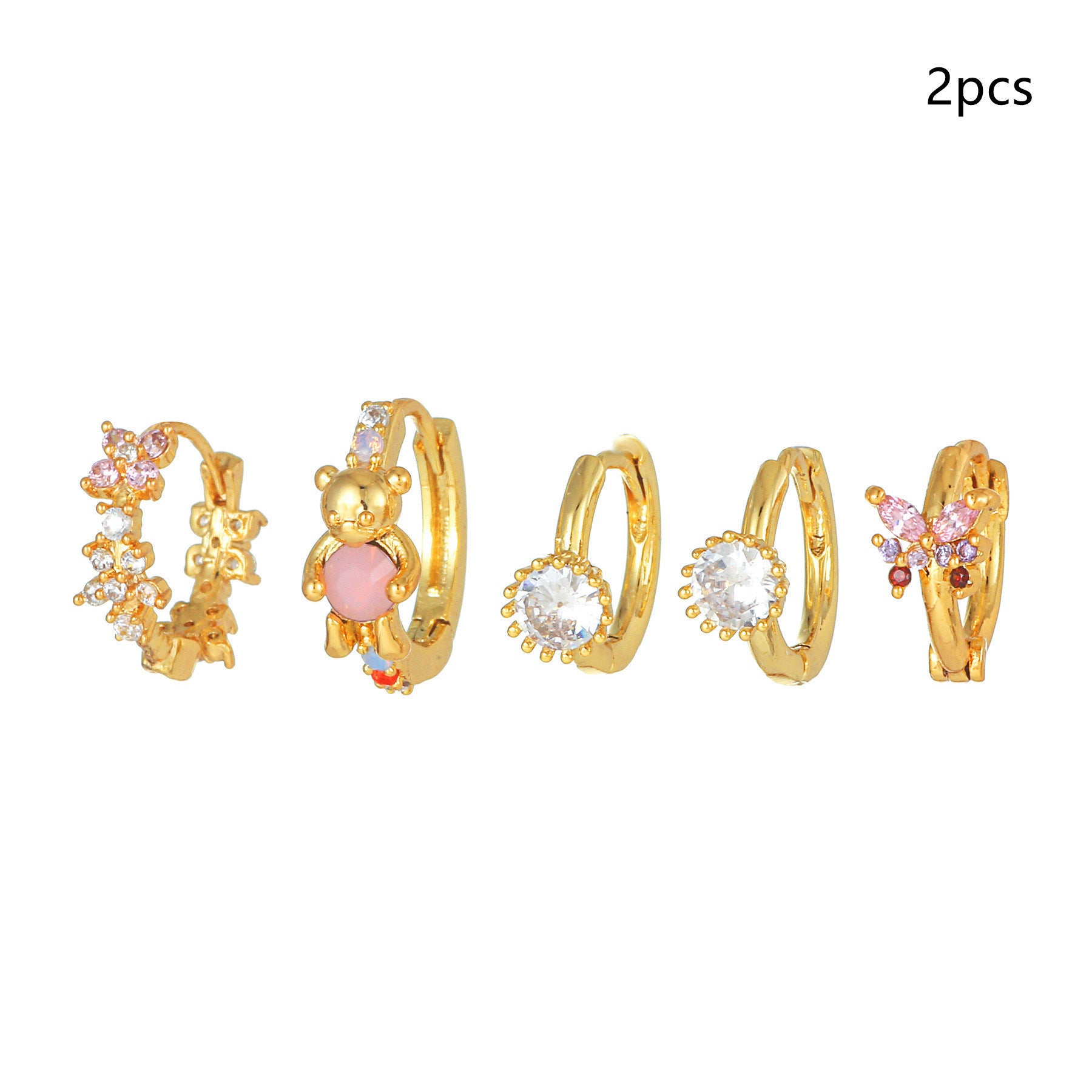 Trendy Earrings Bear Zircon Five-piece Set