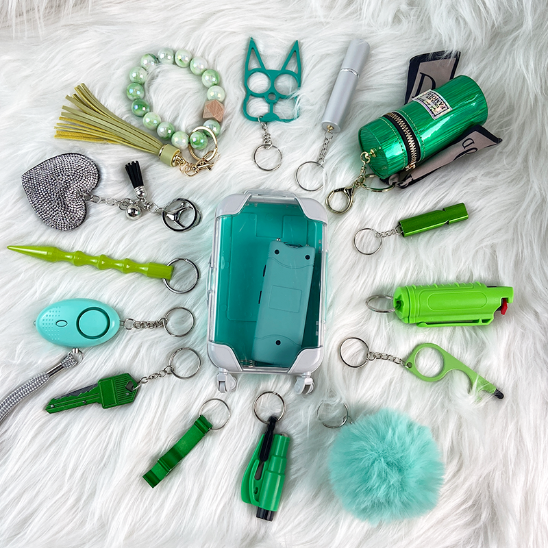 16-piece No Bling Teal Keychain Set