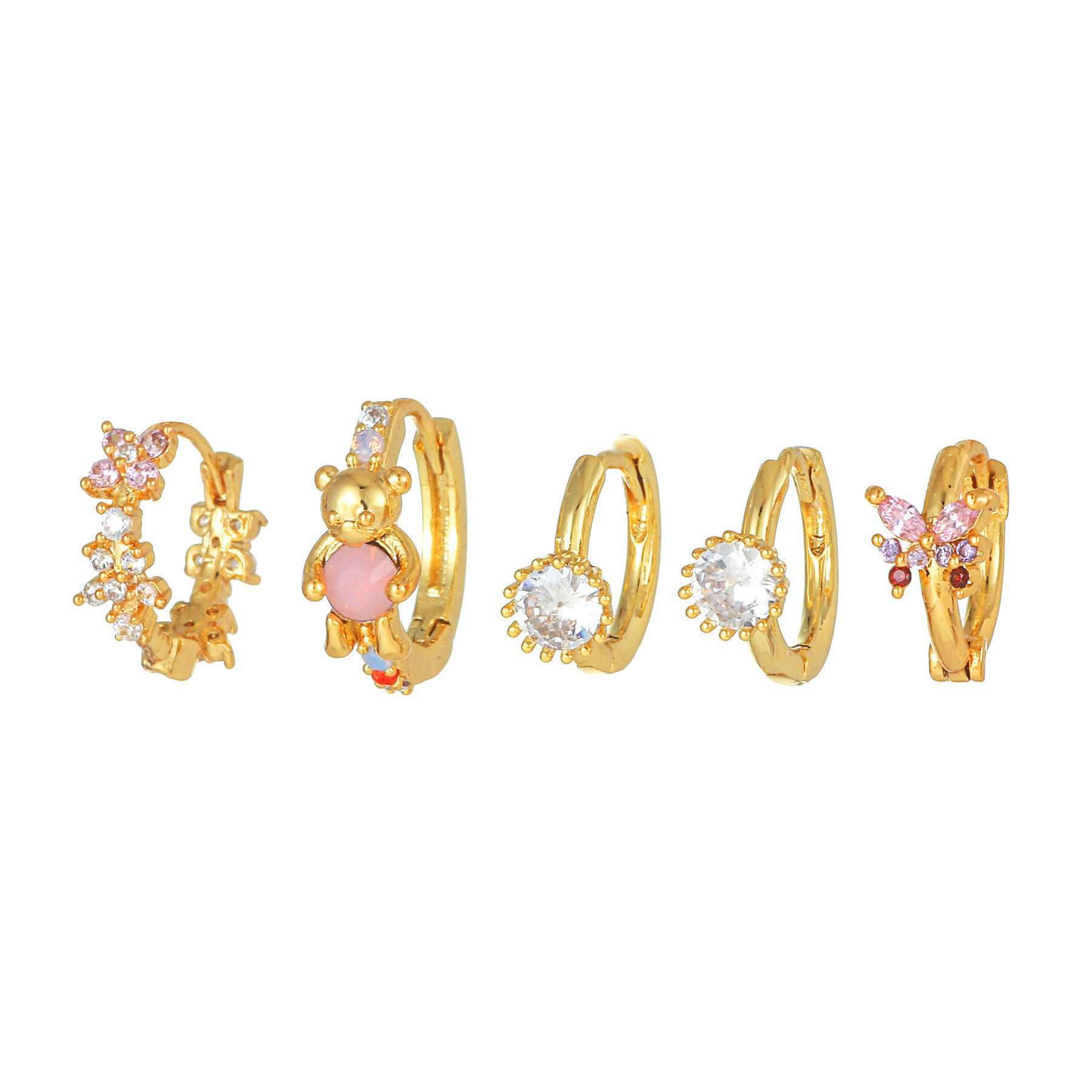 Trendy Earrings Bear Zircon Five-piece Set