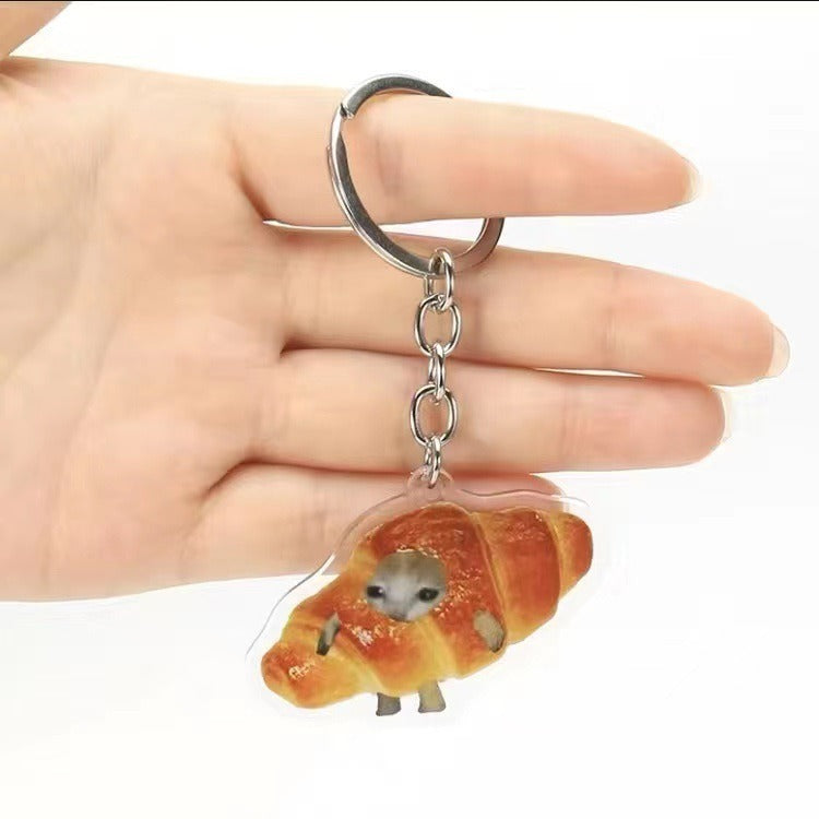 Food Cat Head Banana Cat Expression Keychain