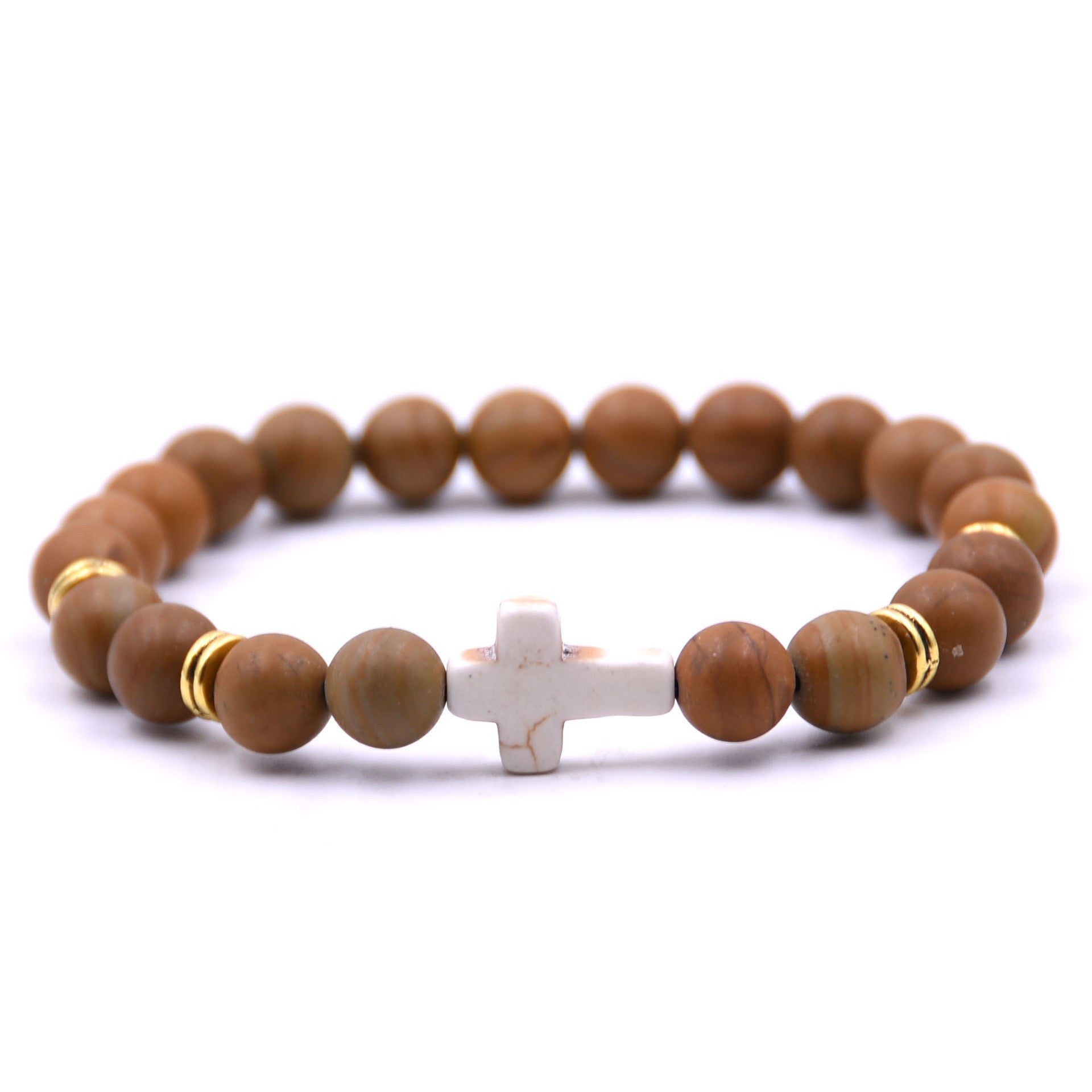 Natural Stone White Turquoise Cross Bracelet Multi-color Optional