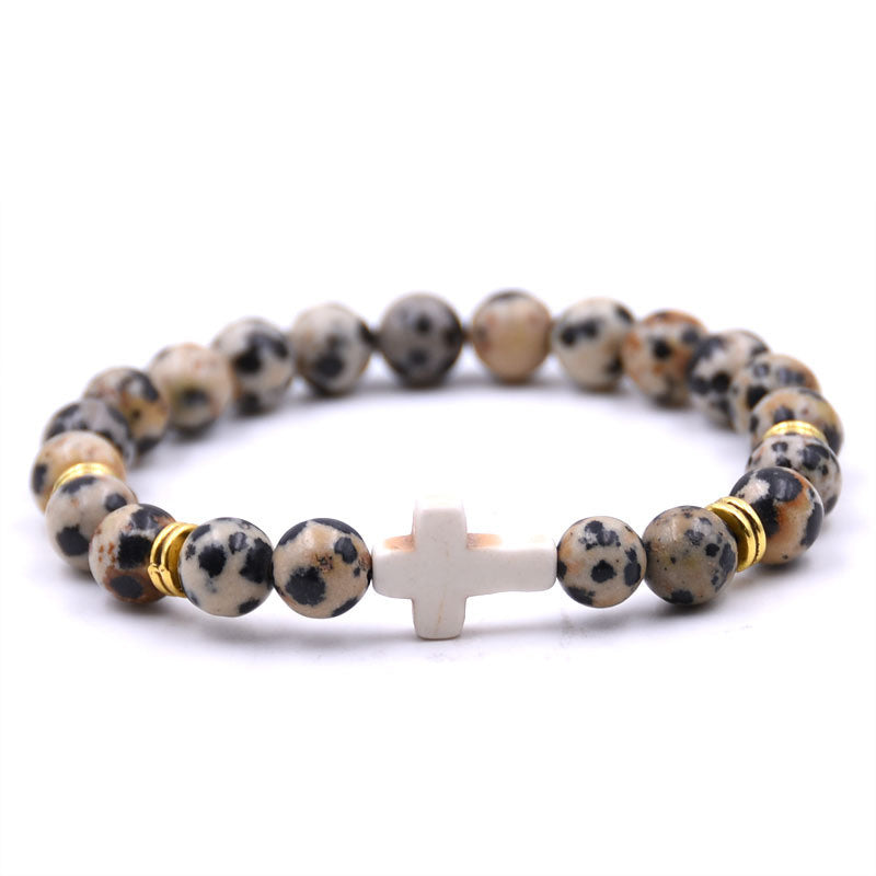 Natural Stone White Turquoise Cross Bracelet Multi-color Optional