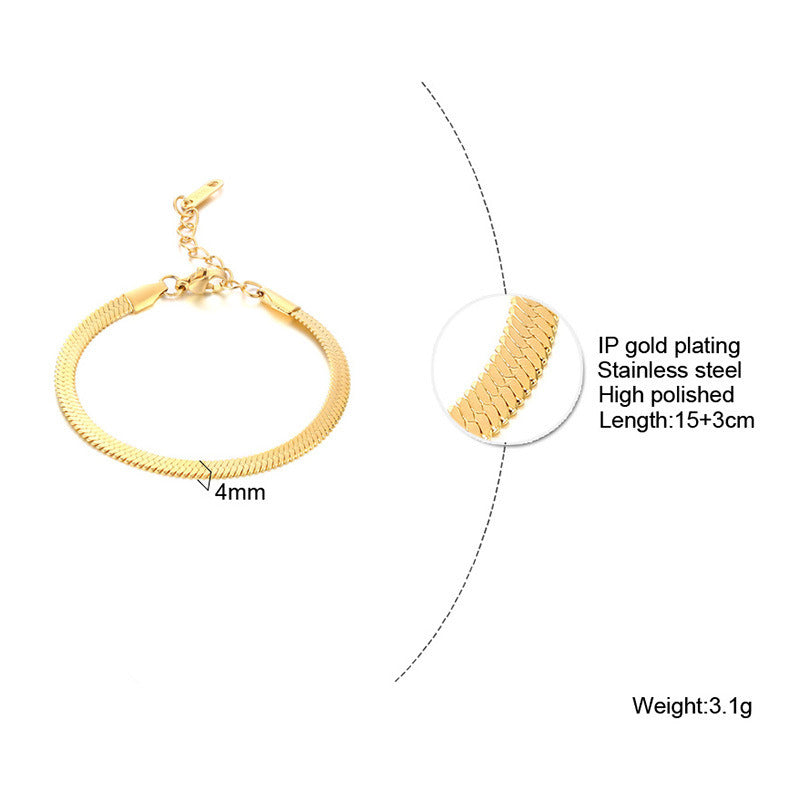 Stainless Steel Bracelet 18K Gold Women's Blade Chain