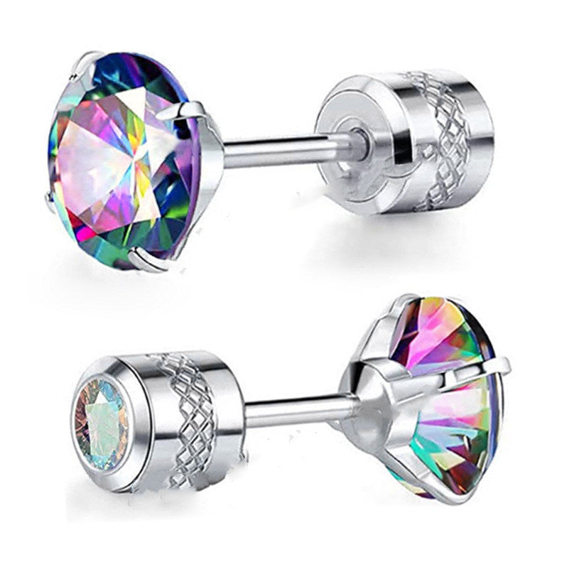 Fashion Barbell Double-headed Rhinestone-encrusted Earrings