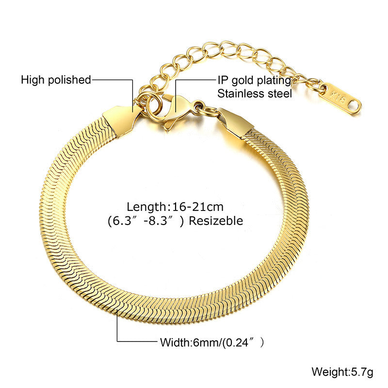 Stainless Steel Bracelet 18K Gold Women's Blade Chain